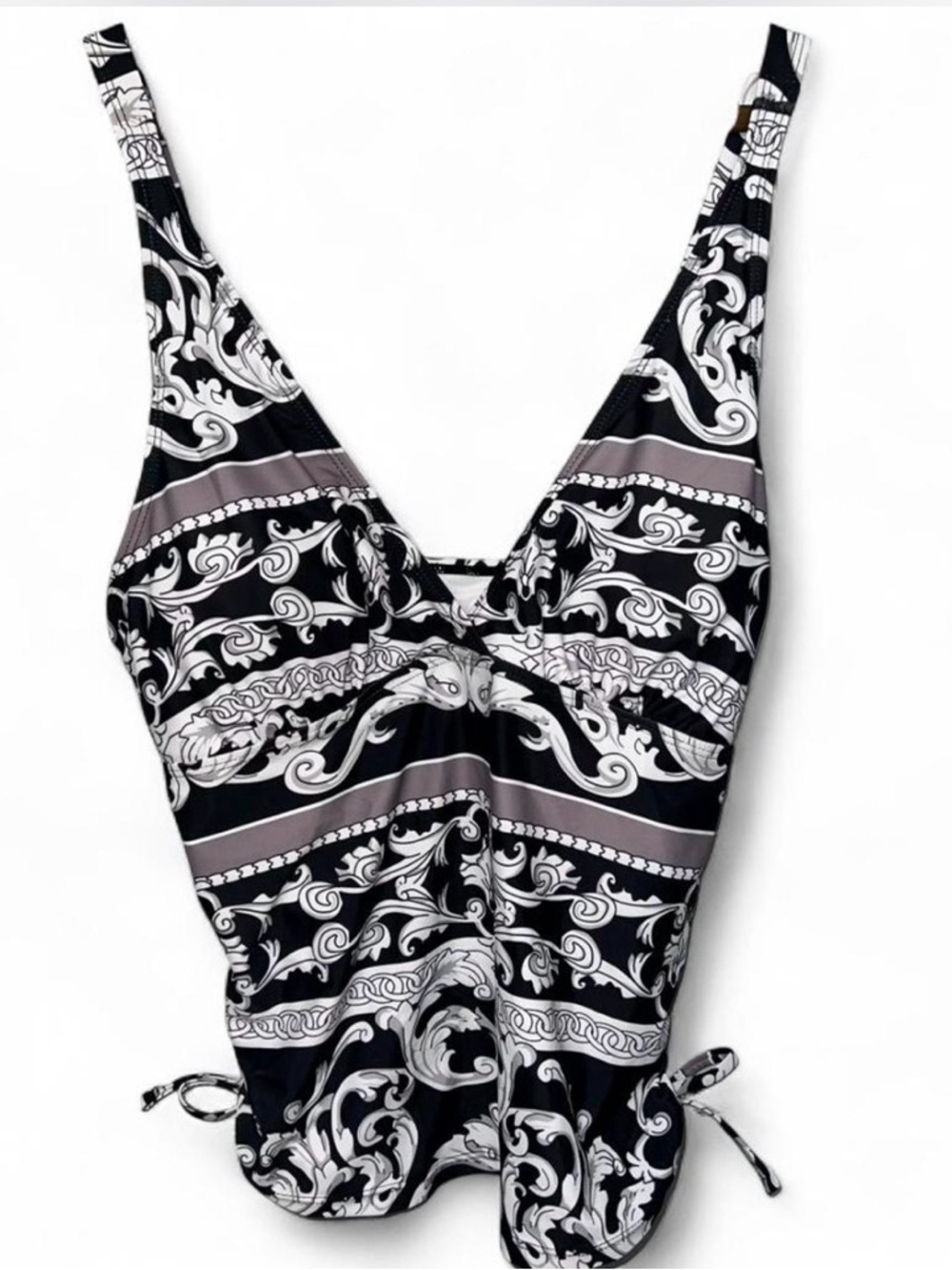 NWOT Black & White Swirl Baroque Print Tankini Top